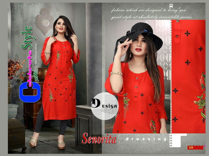 Aagya Senorita Latest Heavy Embroidery Work Casual Kurti Collection